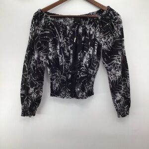 Richmond Monochrome Floral Off-Shoulder Blouse